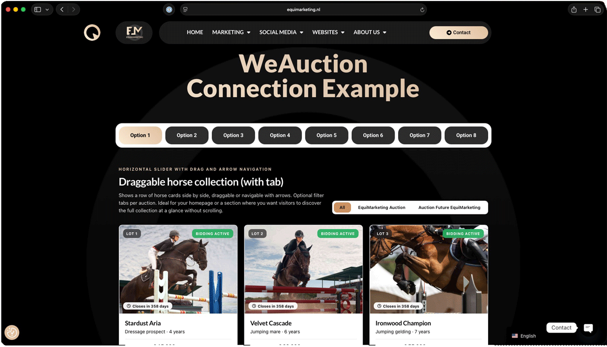 EquiMarketing WordPress auction integration powered by WeAuction